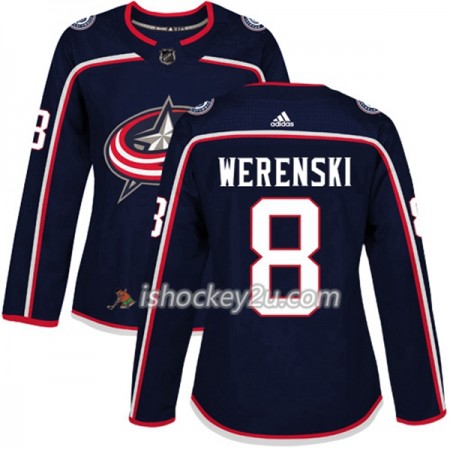 Dame NHL Columbus Blue Jackets Trøje Zach Werenski 8 Adidas 2017-2018 Marine Blå Authentic